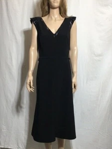 Abito da donna nuovo con etichette Lauren di Ralph Lauren guaina paillettes manica flutter nero - Foto 1 di 6