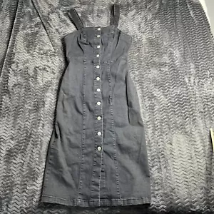 Denim.co dress womens 6 jeans button down overalls cotton blend black - Picture 1 of 6