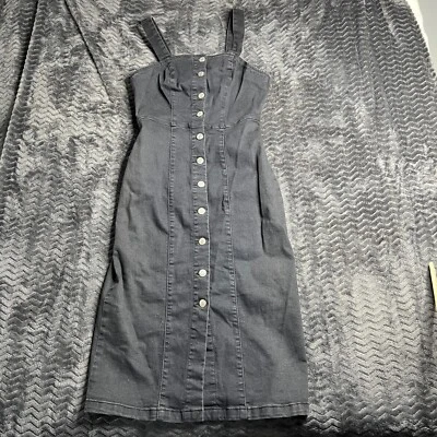 Denim.co dress womens 6 jeans button down overalls cotton blend black - Image 1 of 4