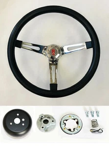 1969-1993 Oldsmobile Cutlass 442 98 Black Foam on Chrome Steering Wheel 15" - Picture 1 of 6