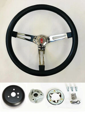 1969-1993 Oldsmobile Cutlass 442 98 Black Foam on Chrome Steering Wheel 15"  - Image 1 of 4