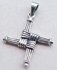 Sterling Silver 925 Saint Brigid's Cross, Protection Irish Symbol 3D Pendant