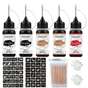 Kit de tatuaje de henna tinta de gel impermeable 78 plantillas gratuitas hágalo usted mismo tatuajes pecas mujeres - Imagen 1 de 9