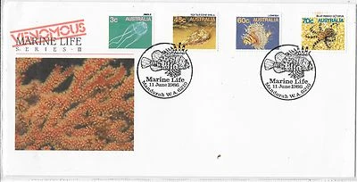 AUSTRALIA SPECIAL CANCEL COVER "VENOMOUS MARINE LIFE" 11/6/86 SG920/28/31/33. - Image 1 of 4