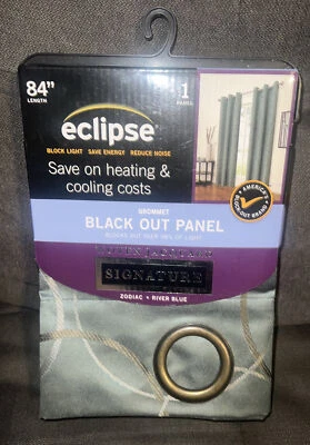 ECLIPSE🌒Signature Blackout Thermal Grommet 84”L Curtain Panel Zodiac River Blue - Image 1 of 4