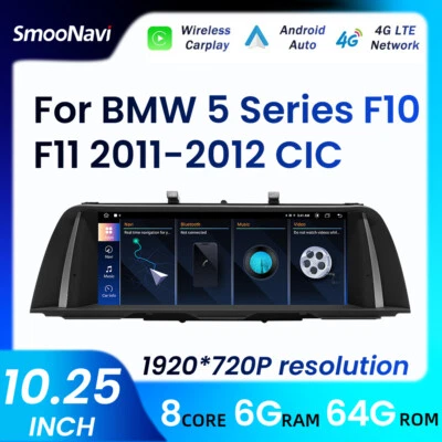 10,25" Android 14 6+64GB Autoradio BMW 5er F10 F11 NBT Navi DAB Idrive CarPlay - Bild 1 von 4