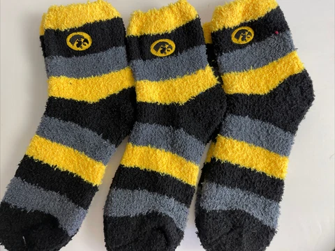 3 PAIR SET! Iowa Hawkeyes FBF Women’s Cozy Fuzzy Sleep Socks. OSFM (B1) Cover