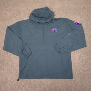 Champion Jacket Mens MEDIUM Blue Windbreaker Long Sleeve 1/2 Zip Hooded Size M - Picture 1 of 11