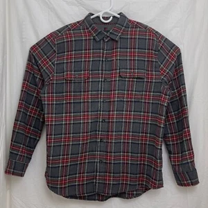 Woolrich Long Sleeve Button Down 100% Cotton Flannel Men L Shirt Red Gray - Picture 1 of 10