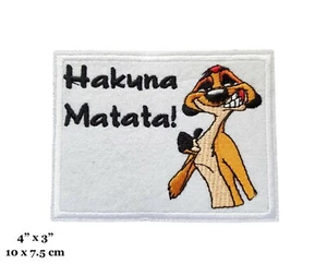 Lion King Movie Timon Character Hakuna Matata Saying Embroidered Iron On Patch - Picture 1 of 2