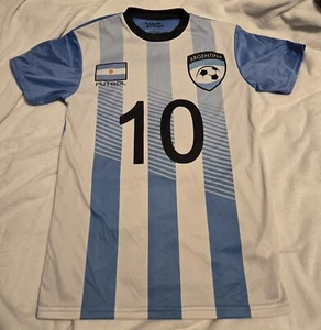 Camiseta de fútbol de la Selección Argentina #10 talla mediana azul blanco - Imagen 1 de 10