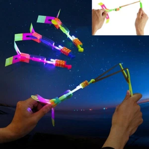 Kids Sling Shot Toys Arrow Rocket LED light Helicopter Type Flying Toy 10/100pcs - Picture 1 of 8