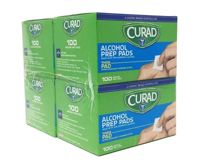 Almohadillas de preparación de alcohol estériles medianas de 2 capas CURAD 100/caja paquete de 4 - NUEVAS Foto 1 de 4