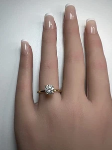14K Yellow Gold Gabriel & Co Lab Created Round Diamond Engagement Ring 1.00 ctw - Picture 1 of 4