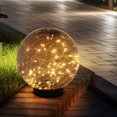 LED Kugel Lampe rauch Garten Tisch Leuchte Außen Strahler Lichterkette SOLAR - Bild 1 von 4