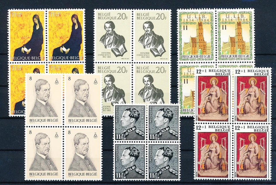 LS61182 Belgium mixed thematics blocks of 4 MNH - Image 1 of 1