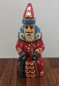 Vintage russische handgeschnitzte bemalte rote Weihnachtsmann Holz Weihnachtsbaum Figur 4 Zoll - Bild 1 von 8