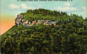 Famous Indian Head Franconia Notch White Mountains N H Jul 23 1954 Linen... - Picture 1 of 4