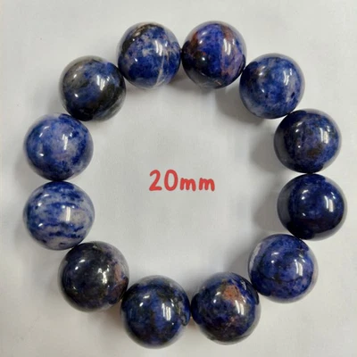 Brazalete elástico cuentas redondas de piedras preciosas de sodalita azul natural de 1 hilo de 20 mm E25 Foto 1 de 4
