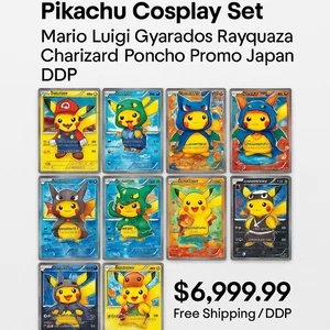 Pokemon Pikachu Cosplay Set Mario Luigi Gyarados Rayquaza Charizard Poncho Promo - Picture 1 of 3