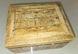 Rare Antique  Art  Scrimshaw CIVIL WAR BONE SCRIMSHAW BOX - VICKSBURG - Picture 1 of 11