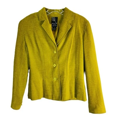 Dana B Chartreuse Verde Pana Acanalado Botón Ligero Oficina Blazer 4 Foto 1 de 3