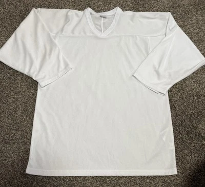 Camiseta de práctica blanca lisa de hockey CCM para hombre talla mediana tejida al aire Foto 1 de 3