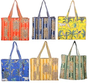 Tiger Print Cotton Tote Bag Eco Friendly Sustainable Sturdy Grocery Shopping - Picture 1 of 76