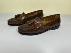 Nunn Bush Shoes Mens Size 9.5M Brown Woven Leather Tassel Loafers Slip On Casual - Picture 1 of 10