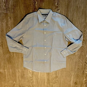 Perry Ellis Herren Button Down Hemd Slim Fit Beige Mikropunkte Muster Größe L - Bild 1 von 12