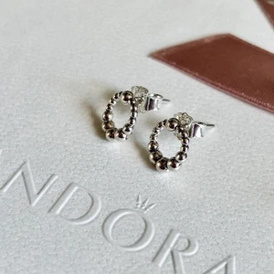 NEW Pandora - Beaded Circle Stud Earrings - Picture 1 of 5