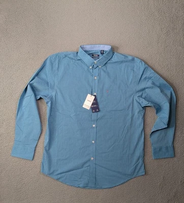 Izod Advantage Performance Shirt Mens Large Long Sleeve Gingham Check Button - Image 1 of 4
