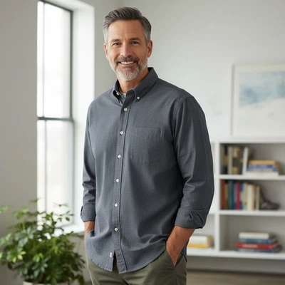 L.L. Bean Mens Blue Wrinkle Free Traditional Fit Long Sleeve Shirt 18/37 - Image 1 of 4