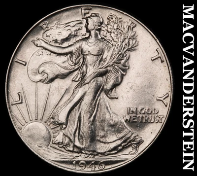 1946 Walking Liberty Half Dollar - Scarce  High Grade  Lustrous  #F8635 - Image 1 of 2