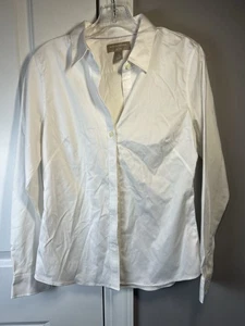 Banana Republic bügelfreies Damenhemd 10 weiß Langarm Knopfleiste gebraucht, in einwandfreiem Zustand - Bild 1 von 7