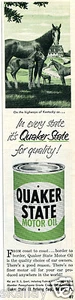 Anuncio impreso 1951 de Quaker State Motor Oil oh the Highways of Kentucky Horse Farm - Imagen 1 de 1