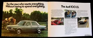 FOLLETO DEL DISTRIBUIDOR 1974 AUDI 100 LS PICTÓRICO Y ESPECIFICACIONES CUATRO ANILLOS DE PLATA - Imagen 1 de 2