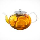 1200 Ml/40 Oz Glass Teapot Heat Resistant Stainless Steel Infuser Handmade Leaf
