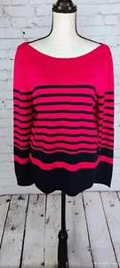 NEW TALBOTS 100% Pure Merino Wool Boat Neck Striped Pullover Sweater Size Large - Picture 1 of 19