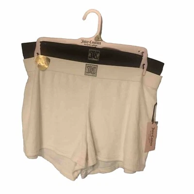 JUICY COUTURE Ropa de dormir Mujer Grande Nuevo con Etiquetas 2 Pares Pantalones Cortos de Terciopelo Rosa Negro Brillante Foto 1 de 4