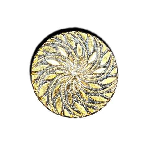 Lacy Glass Button Victorian Golden Raised Geometric Petal Swirl Box Shank 36 L Cover