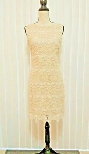 Belle by Badgley Mischka Kleid Größe 6 elfenbeinrot bestickt ummantel neu mit Etikett B6 - Bild 1 von 8