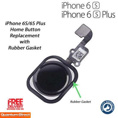 iPhone 6S Plus Home Button Flex Cable Replacement w/Gasket - BLACK - Image 1 of 3