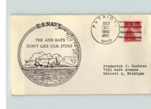 World War II Patriotic, "The AXIS Rats Don't Like Our Sting" canc. PATRIOT, OHIO - Picture 1 of 1