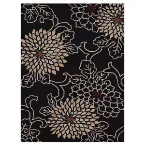 Eco-Friendly Hand Tufted Wool Area Rug Floral Black BBH Homes BBK00664 - Picture 1 of 64