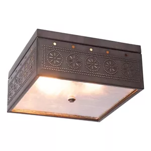 Chisel Square Flush Mount Ceiling Light | Kettle Black | 13" Square | - Picture 1 of 2