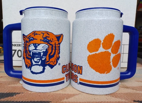 Lot of 2 12oz Whirley Travel Thermo Lid Mug Clemson Tigers USA Cup Cover