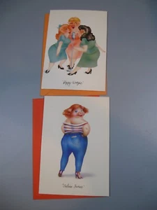 2 tarjetas de sello vintage impresiones artísticas porcinas cerdos cerdo Woogie y Calvin Swine - Imagen 1 de 7