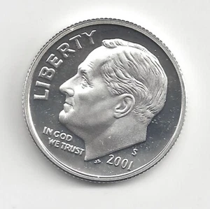2001 S Silver Proof Roosevelt Dime - 90% argento - Foto 1 di 2
