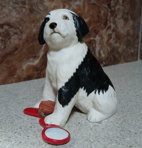 1988 Franklin Mint alter englischer Schäferhund Welpe Porzellanfigur 5 Zoll hoch - Bild 1 von 5